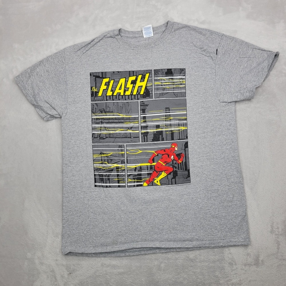The Flash Shirt Mens Large Crewneck DC Comics Cartoon Hero Justice League Adult*